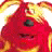 A split-frame animated contact sheet showing a red cartoon character on the left and green text logo on the right against dark background.