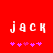 Red background with white pixelated text 'jack' and five pink asterisks below, showing two animation frames where the fourth asterisk shifts position.