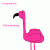 Pixelated pink flamingo with black beak, standing on white background; two horizontal pixel bars above the bird.