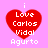 Four identical red heart-shaped icons with white text on a pink background, each displaying 'i Love Carlos Vidal Agurto' in pixelated font.