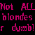 Static pixel art image with pink text on black background reading "Not ALL blondes r dumb!" in a retro digital font.