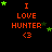 Black background with orange text "I LOVE HUNTER <3" and green stars scattered around, varying in position across frames.