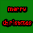 Pixelated text 'MERRY' and 'CHRISTMAS' displayed in red on green background and green on red background with black outlines.