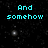 Pixelated cyan text on a black starry background with a gray rectangle in the bottom right corner.