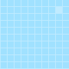 Light blue background with four small white squares scattered across it and a solid gray rectangle in the bottom right corner