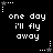 Black background with white pixelated text reading 'one day i'll fly away' and white star icons with dotted lines in various positions.