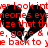 Red pixelated text overlays black heart-shaped silhouettes on a white background, with visible animation changes in the red text.
