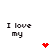 Four identical display text above a shared image of black-and-white puppies with red hearts