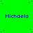 A bright green background with scattered purple dots and repeated blue text reading "Michaela" in a pattern