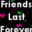 Black background with white text listing names and phrases, surrounded by animated pink, green, and cyan heart shapes.