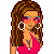 Pixel art contact sheet showing a female character in pink beachwear with multiple poses and the text "Beach Babe" on white background.