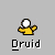 Pixelated yellow figure with white circular head, multiple poses including raised arms and open mouth, labeled 'Oruid' below each instance on gray background.
