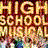 Pixelated text reads 'HIGH SCHOOL MUSICAL' in large block letters with a multicolored gradient background.