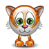 cartoon cat icons with orange and white fur, green eyes, pink nose, and varied expressions including smiling, winking, and closed eyes