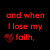 Red text on black background with heart symbols, arranged in three of phrases about faith and beauty