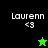 Four display 'Laurenn' text with '<3' and star symbols on black, dark green, bright green, and light green backgrounds