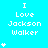 Pixelated cyan background with white text "I Love Jackson Walker" and varying numbers of small white stars on left or right sides.