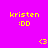 Pixelated buddy icon displays 'kristen :DD' text with '<3' symbol on four colored backgrounds in a