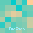 Pixelated of cyan and beige squares with four instances of the text 'DeReK' in light blue pixel font