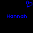 Blue pixelated heart symbol above two instances of the name 'Hannah' in blue pixelated text on a black background.