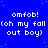 Blue background with white pixelated text repeating 'omfob! (oh my fall out boy)' in a pattern, featuring small light blue dots scattered across the field