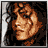 Animated sequence showing a woman's face with curly hair transitioning through partial visibility, accompanied by swirling light effects and white streaks on dark backgrounds.