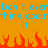 Pixelated orange background with blue text repeating 'Don't even think about it' and red pixel flames at the bottom.