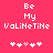 Pixelated text 'Be My VoliNetiNe' in white on pink background with five heart symbols below, two versions showing different heart color sequences.
