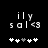 Pixelated black background displays white text 'ily sal | <3' with four plus signs below, one grayed out; animation changes the middle plus sign from white to gray.