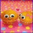 Two orange cartoon characters with large eyes stand on a pink background; one character has text overlay reading "sweet love" in red letters.