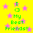 Yellow background with pink stars and green text reading "I <3 My Best Friends!!" in two identical vertical sections.
