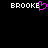 Pixelated text 'BROOKE' with a pink heart replacing the 'O' on the left, and plain 'BROOKE' on the right against a black background.