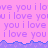 Pixelated text repeats 'i love you' across a pink background with a blue wave-like border.