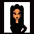 Pixel art icon featuring a character with long black hair and orange skin, paired with text reading 'ALL & IM B AND IN' on a dark background.