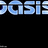 Pixelated blue text 'Oasis' on black background with partial gray overlay in lower right.