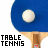 nine identical table tennis icons featuring a blue paddle with white ball, each labeled 'TABLE TENNIS' text below