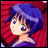 Pixelated anime-style buddy icon featuring a character with blue hair against red background, paired with "Anime IM" and "COM" text on black background.