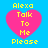 Four identical pixelated pink hearts on a bright blue background, each containing yellow text reading "Alexa Talk To Me Please" in a retro digital font.