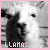 A black-and-white animated llama face with pink border and text, showing sequential mouth movements.