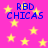 A static image with a bright pink background filled with yellow stars and blue text reading "RBD CHICAS" in four separate instances.