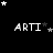 Black background with white pixelated text 'ARTI' repeated in a , surrounded by white and gray stars in various positions