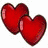 Two red hearts overlap on a white background; four distinct human figures appear in separate with varied backgrounds and clothing