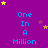 Purple background with blue text reading "One In A Million" and scattered yellow and purple stars.