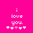 Pixelated text 'i love you.' in white on bright pink background with five heart symbols below, one pink and four white.