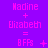 Purple background with pink text showing 'Madine + Elizabeth = BFS' repeated in three , each displaying sequential animation frames of changing symbols next to 'BFS'