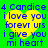 Green background with four identical yellow heart-shaped icons containing blue text reading '4 Candice, i love you forevr urs i give you mi heart' in pixelated font.