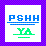 Pixelated icon with blue 'PSHH' text above two horizontal lines and green 'YA' text below, set against a purple checkered background.