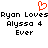 Red pixelated heart symbol above black text reading 'Ryan LovesAlyssa 4 Ever' repeated twice on white background.