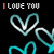Animated sequence of 'I LOVE YOU' text with glowing heart outlines on black background, each frame showing different color variations.