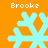 Four cyan snowflakes on orange background with white text 'Brooke' above and below each snowflake.